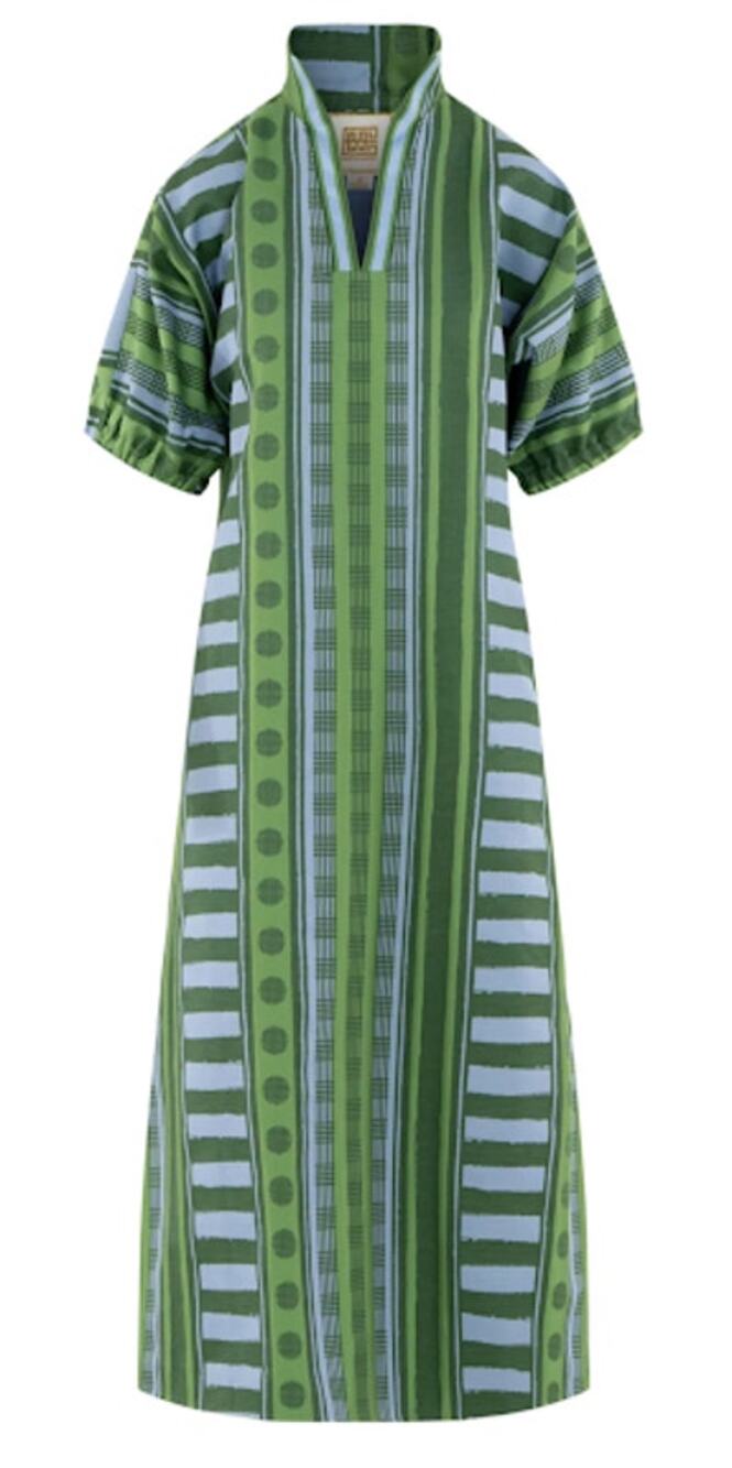 EMILY MCCARTHY Caftan Poppy Maxi Dress Forest Jubilee Green Blue Size XXL NWT